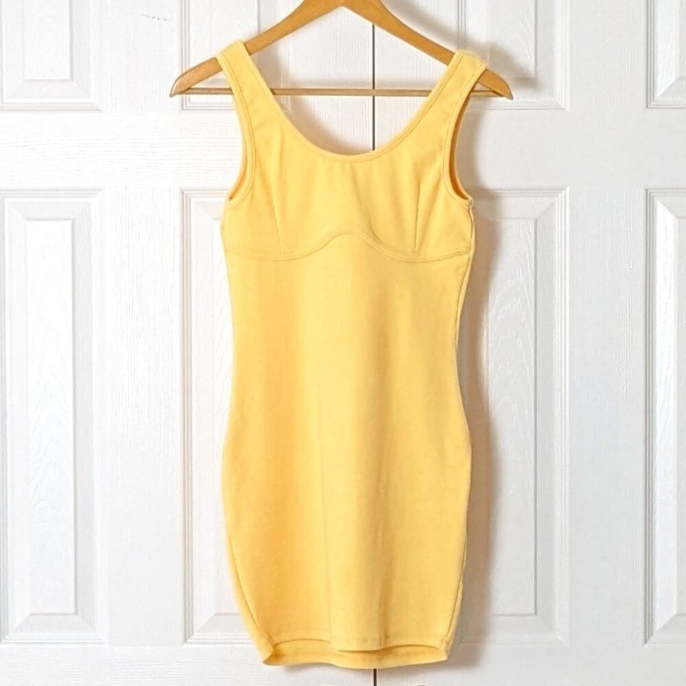 SIGNATURE8 Women's Thin Ribbed Sleeveless Dress Size L Yellow NWOT